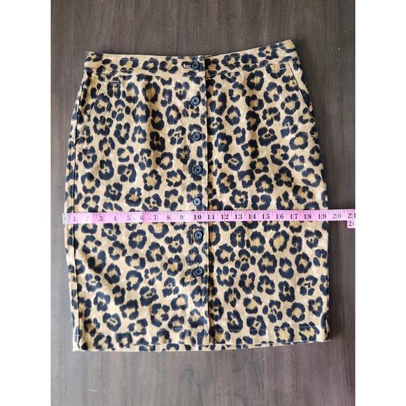 Lauren Ralph Lauren Linen Cotton Button Front Leopard Print Mini Skirt Size 6P - Picture 7 of 8